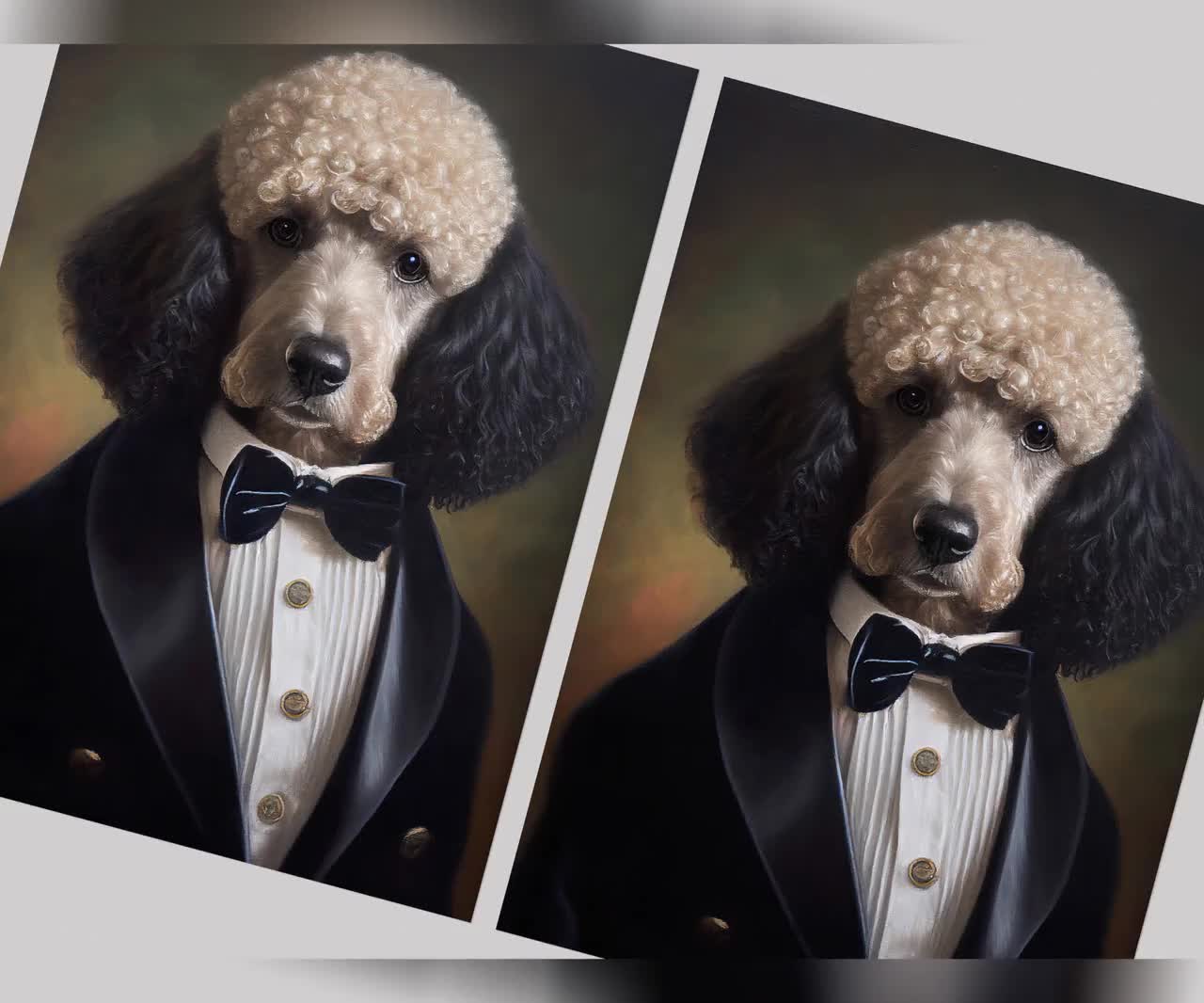 Portrait of a Poodle in a tuxedo Wall print of a Poodle in Tuxedo Poster dog chic Humor board